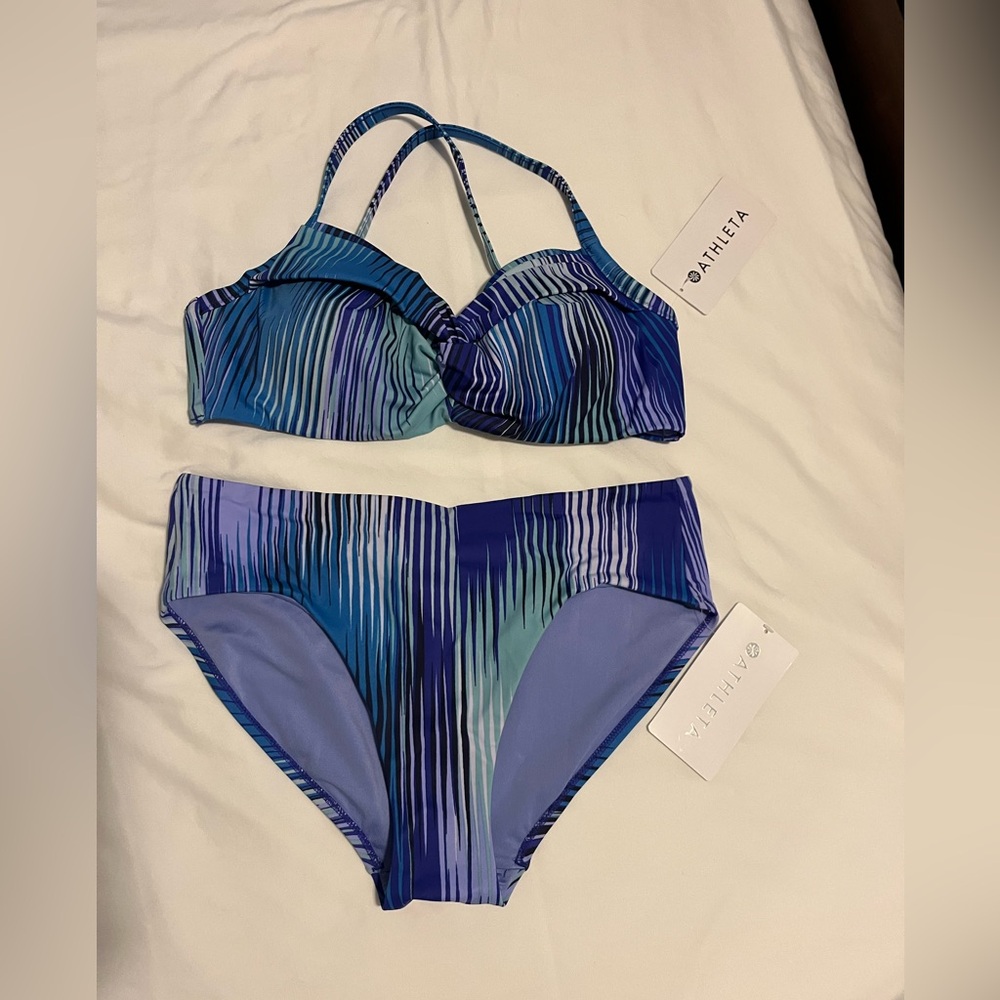 Women’s Athleta Ibiza Twist Up Bikini Top and Ibiza Full Bottom.